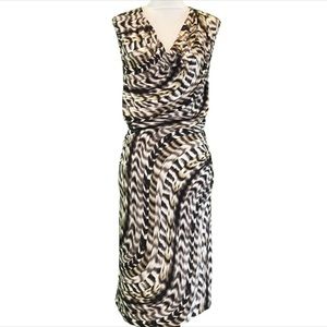 Calvin Klein Sleeveless Cowl Neck Blouson Animal Print Knit Midi Dress Size M